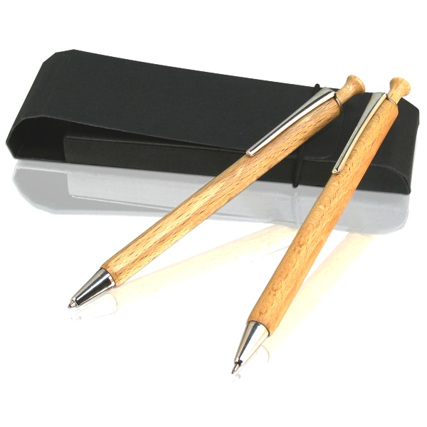 Forest pen and pencil in pouch made of recycled cardboard - PEFC 100%
