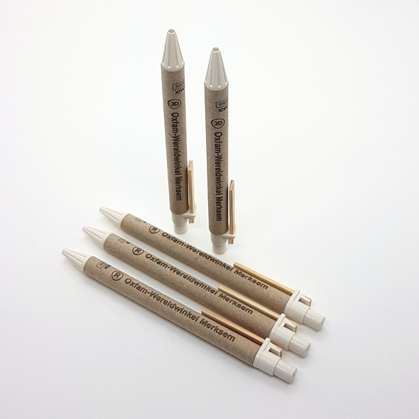 Bio Mix pen met vlakke clip - gerecycleerd karton & bio-plastic