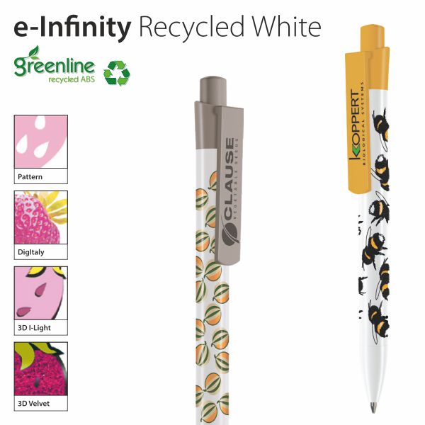 e-Infinity white  recycled pen