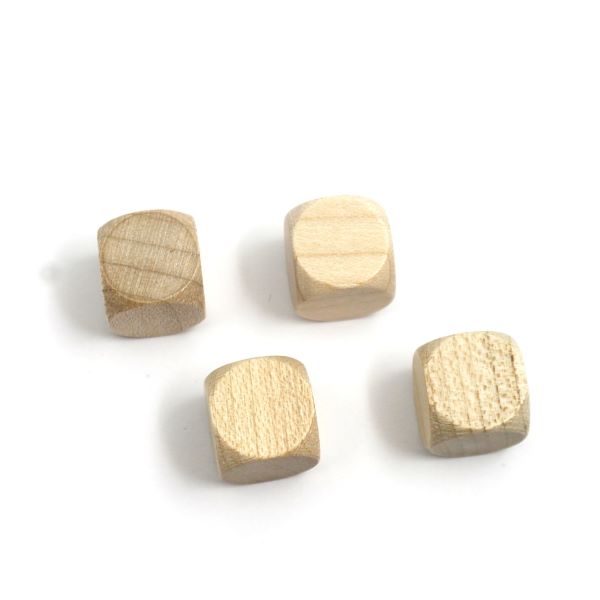 dés en bois blanc - 12 mm