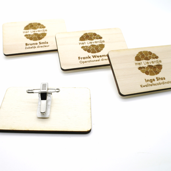 Individuele badges hout 4 mm  of mdf 3 mm - natuur