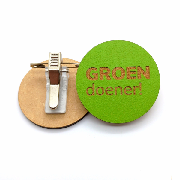 Badge, recycled wood fibers - own colour