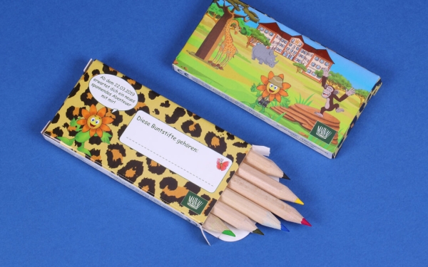Box with 6 half-length colouring pencils - FSC 100% - with print