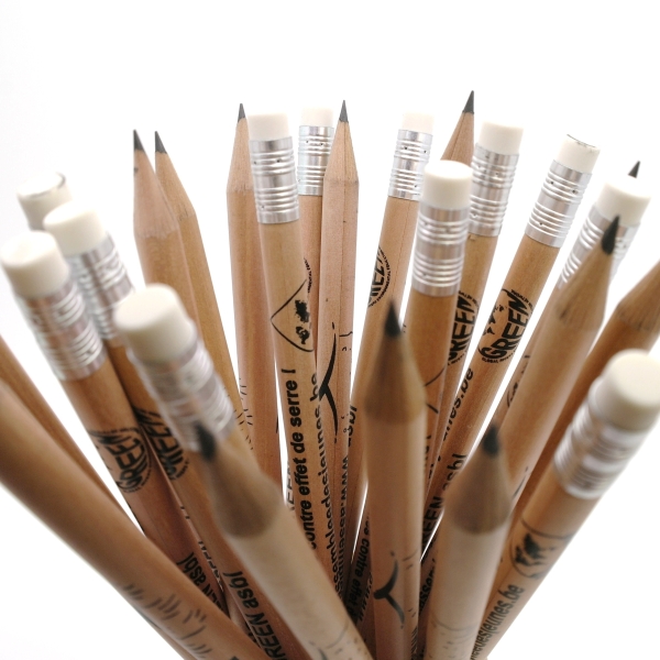 Crayon avec gomme, rond - FSC 100% - avec impression