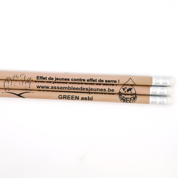 Crayon avec gomme, rond - FSC 100% - avec impression