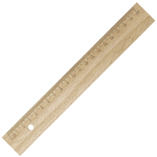 Wooden ruler 20 cm with steel side
