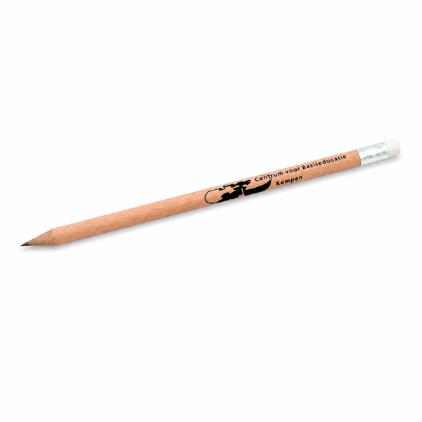 Crayon avec gomme, rond - FSC 100% - avec impression
