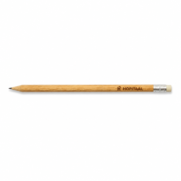 Potlood met gom, rond - FSC 100% - met gravure
