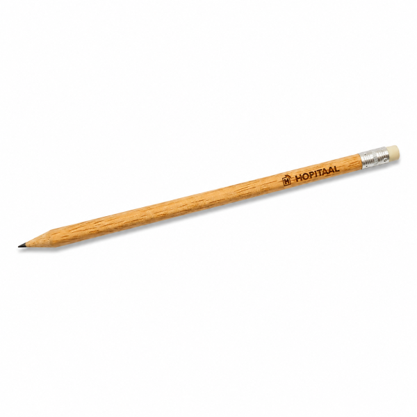 Potlood met gom, rond - FSC 100% - met gravure