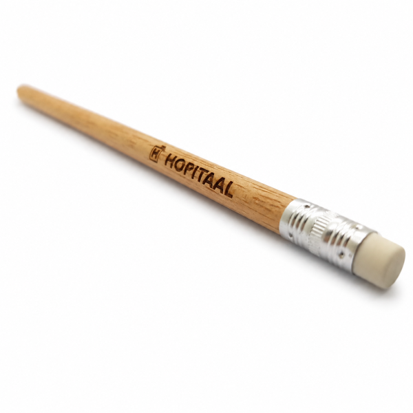 Potlood met gom, rond - FSC 100% - met gravure