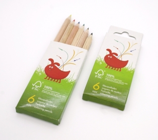 Box with 6 half-length colouring pencils - FSC 100%