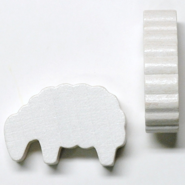 wooden figure sheep white - ca. 30x19x8 mm
