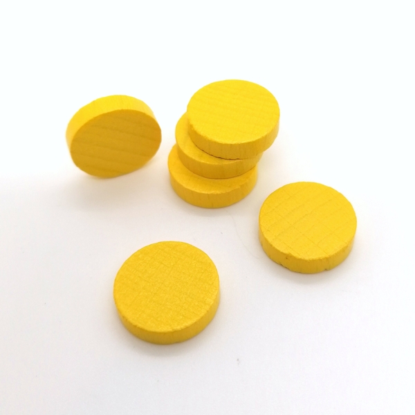 wooden disc ca. 15 mm ø 4 mm - yellow