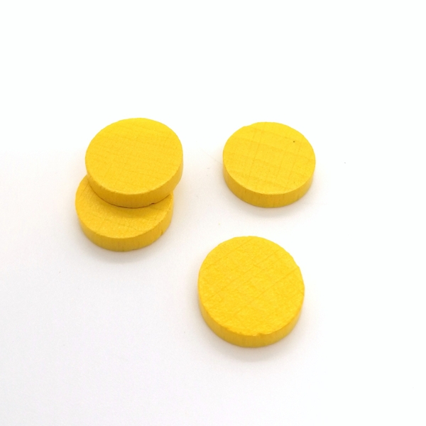 wooden disc ca. 15 mm ø 4 mm - yellow