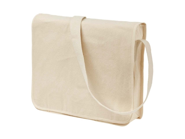 Schoudertas met lange draagriem Fairtrade katoen - 37x32,5x9 cm