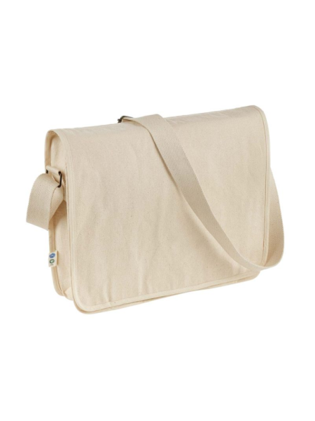 Schoudertas met lange draagriem Fairtrade katoen - 37x32,5x9 cm