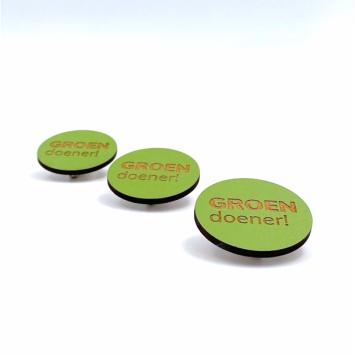 Badge, fibres de bois recyclés - propre couleur