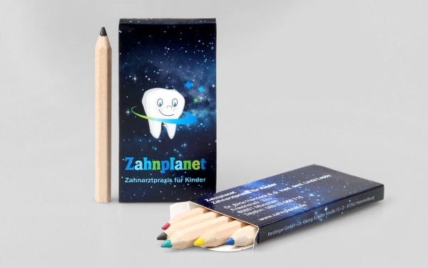 Box with 6 half-length colouring pencils - FSC 100% - with print