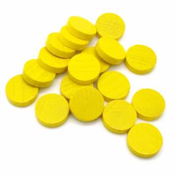 wooden disc ca. 15 mm ø 4 mm - yellow
