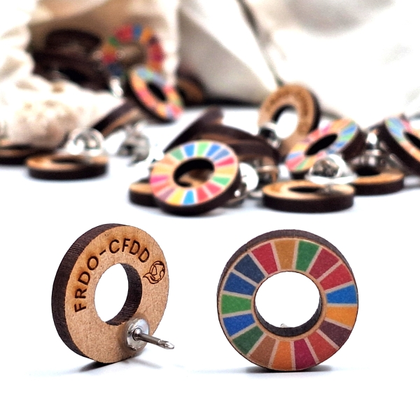 SDG pin off recycled wood