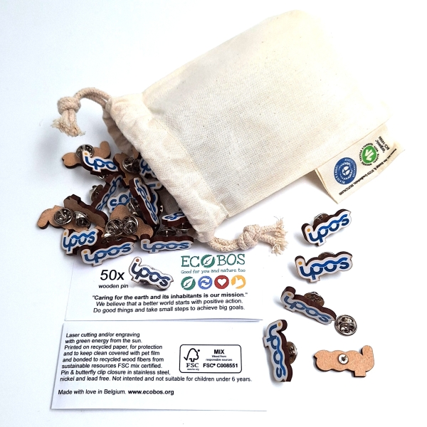 Pin, recycled wood - full colour