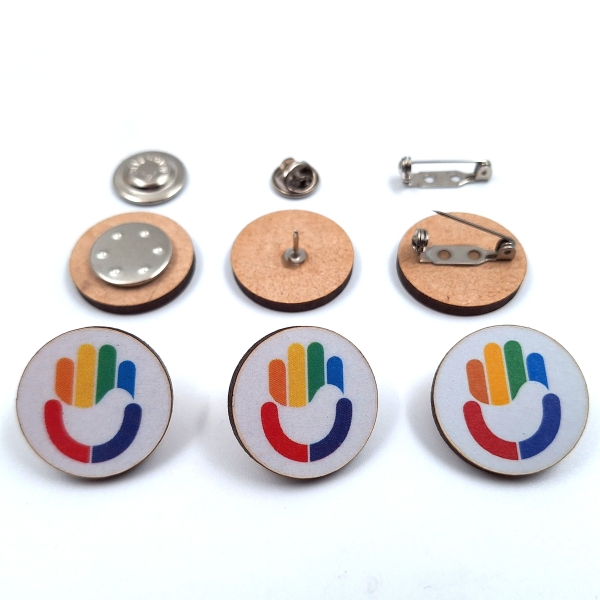 Pin, recycled wood - full colour