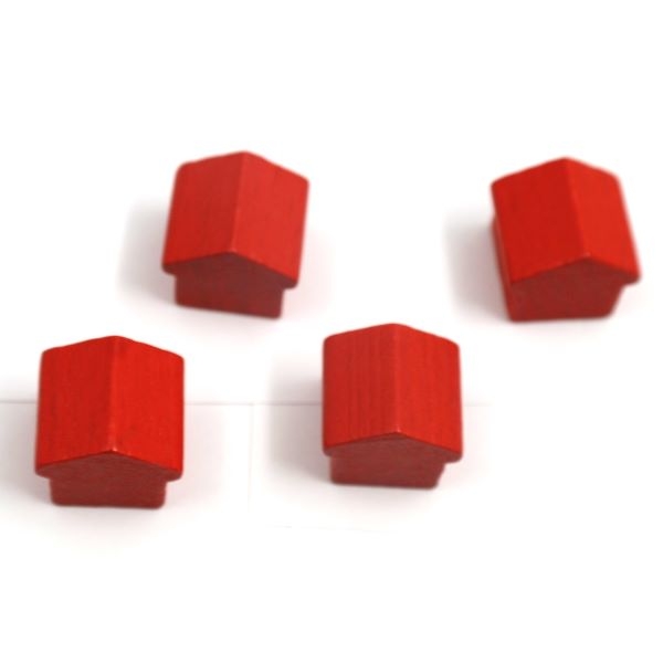 wooden hotel - ca. 12x13x12 mm - red