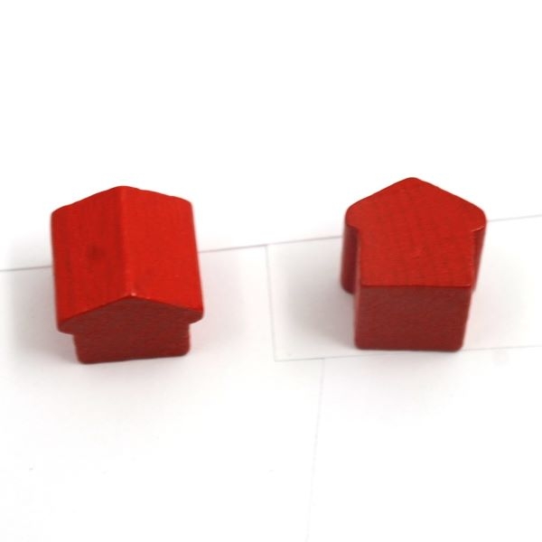 wooden hotel - ca. 12x13x12 mm - red