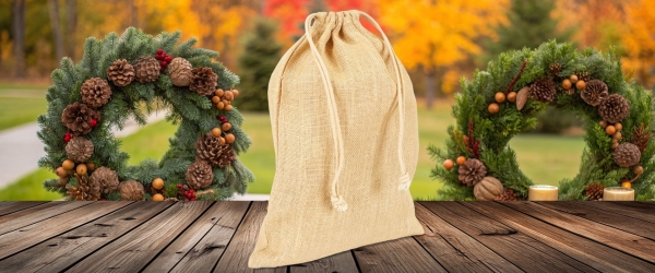 Sac en jute à cordons - 38 x 52 cm