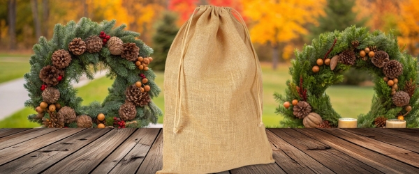 Sac en jute à cordons - 50 x 70 cm