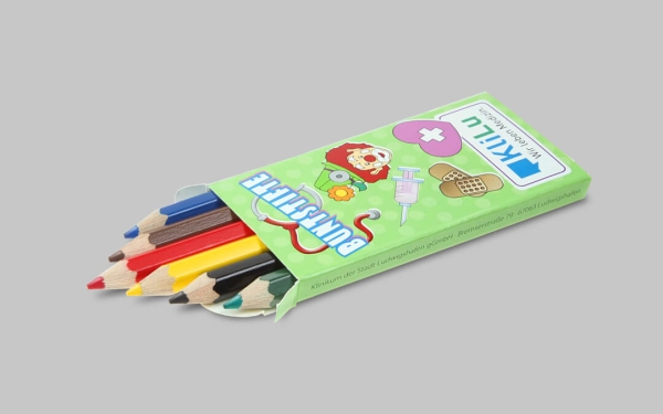 Box with 6 half-length colouring pencils - FSC 100% - with print
