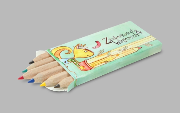 Box with 6 half-length colouring pencils - FSC 100% - with print