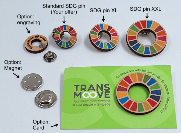 SDG pin van recycled hout - XXL