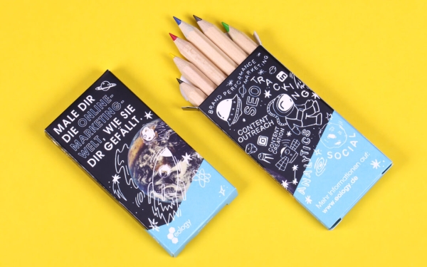 Box with 6 half-length colouring pencils - FSC 100% - with print